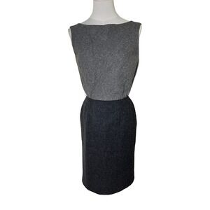 Vintage Gray Wool Sheath Dress Mod Minimalist Career Core Union Made‎ NYC 7/8